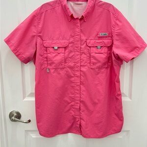 Columbia Pink Casual Button Down Shirt Short Sleeve